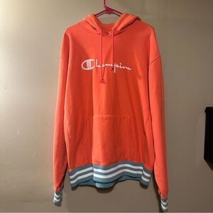 Champion Mens Coral Drawstring Embroidered Logo Pocket Reverse Weave Hoodie XL